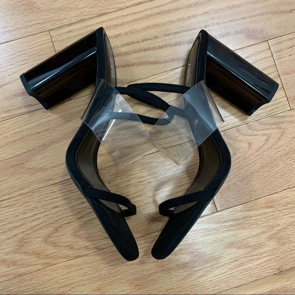 Zara Minimalist Tortoiseshell Methacrylate Heel Sandals - Picture 5 of 12